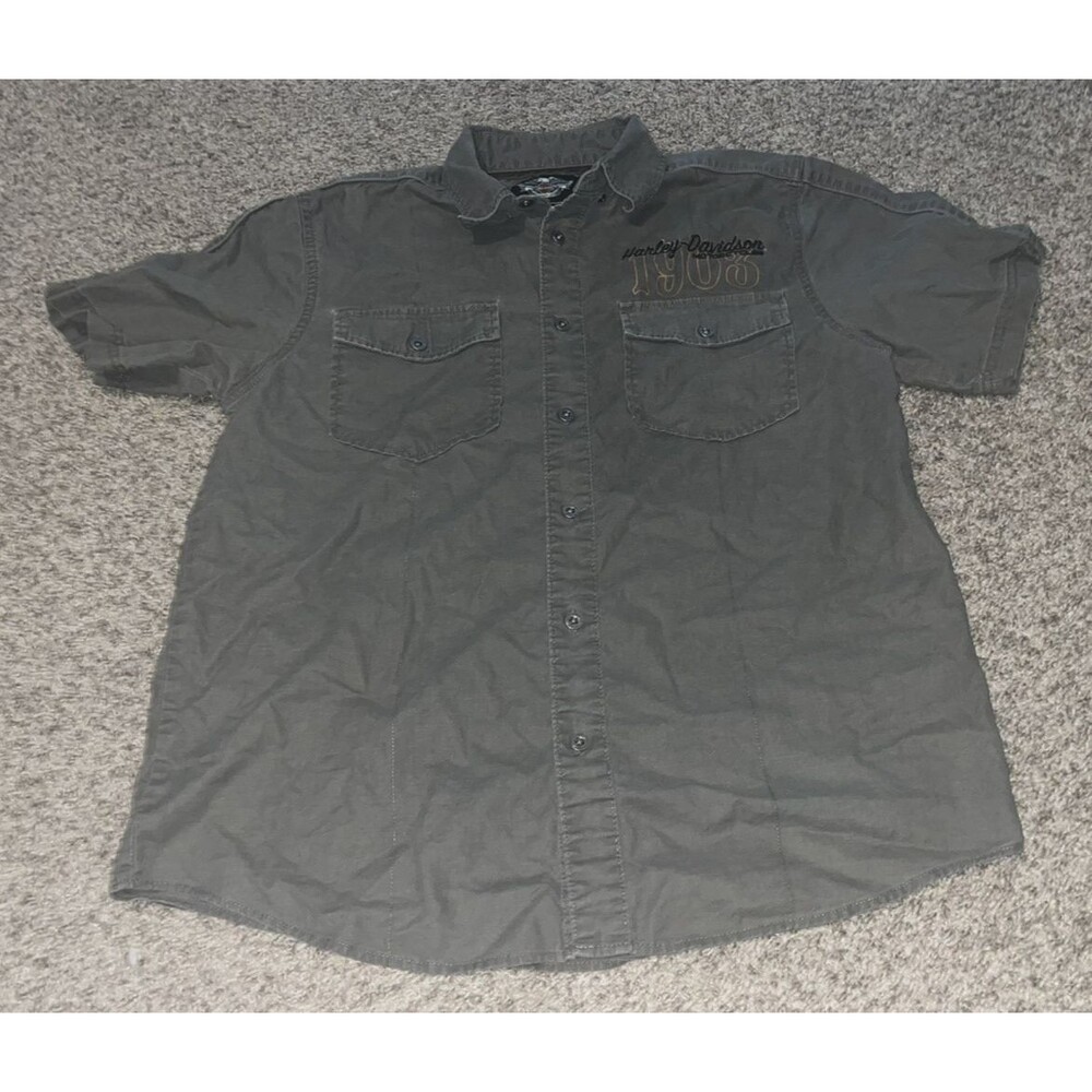 Harley-Davidson Dark Green Button Up shirt Size Large